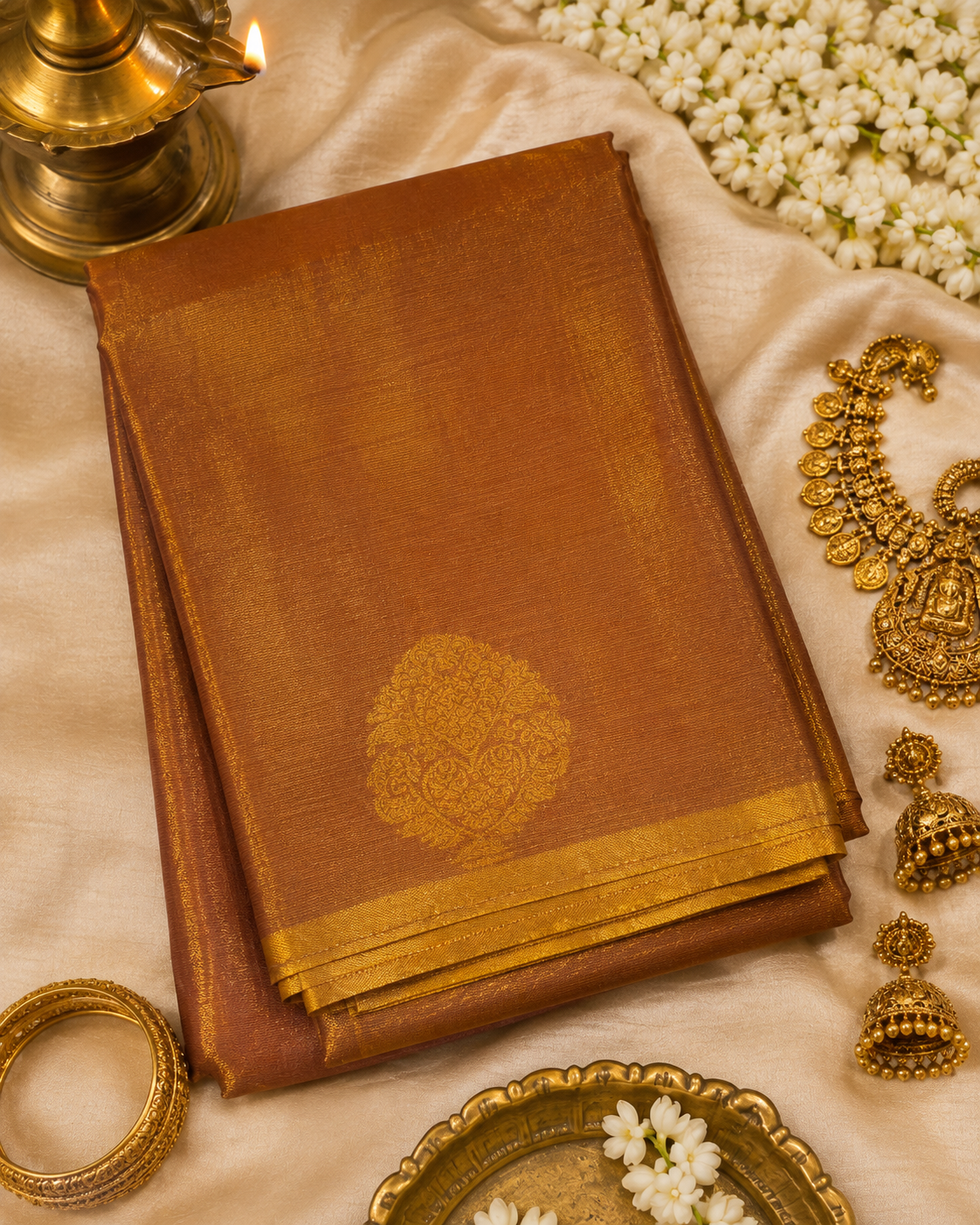 Kanakdhara Tissue Silk — Golden richness