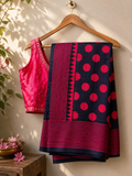 Fuchsia Rhythm – Navy Polka Dot