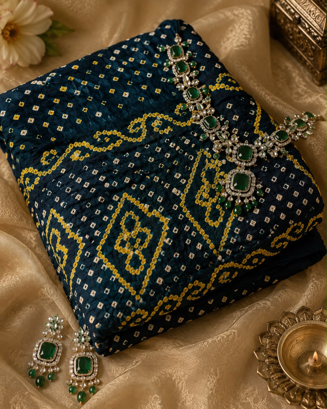 The Regal Drape - Satin Bandhani
