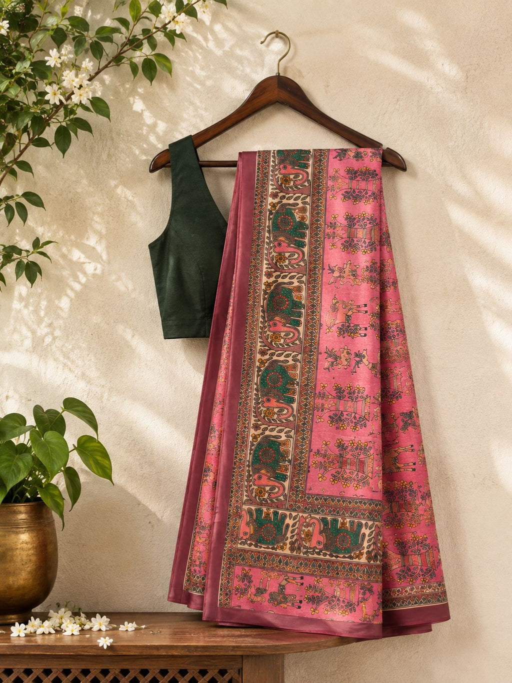 Gulabi Madhubani – Banana Silk