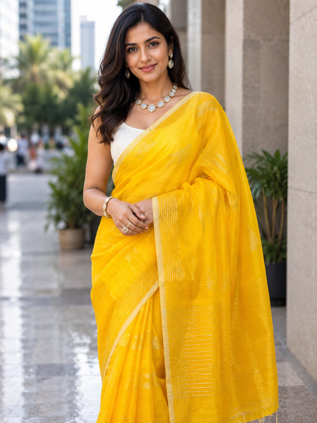 Kanak Rekha – Bright Yellow Khadi Cotton