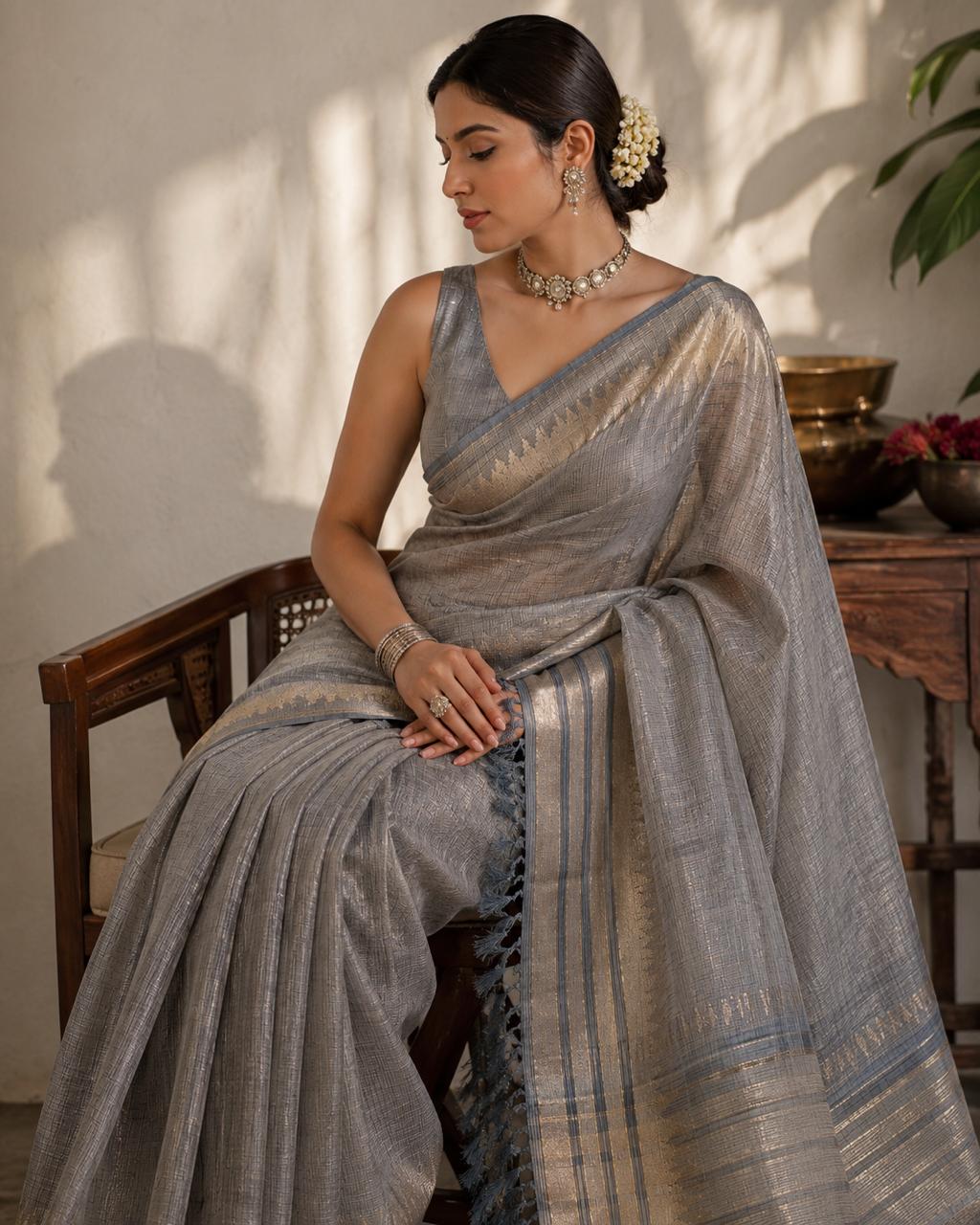 Silver Veil Tissue Silk