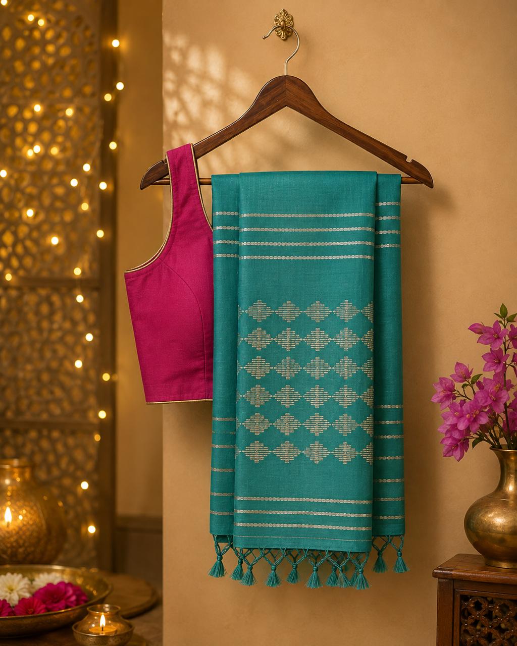 Emerald Tide Bhagalpuri Cotton Silk